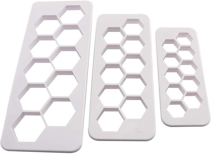 Dycica Longdex Hexagon Multi Cutter 3 Sizes White Hexagon Cookie Cutter Football Cake Fondant Cake DIY Decorative Mold - Image 1